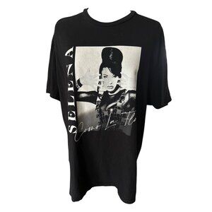 Selena "Como La Flor" Black Graphic T-Shirt XL 100% Cotton Unisex Music Apparel